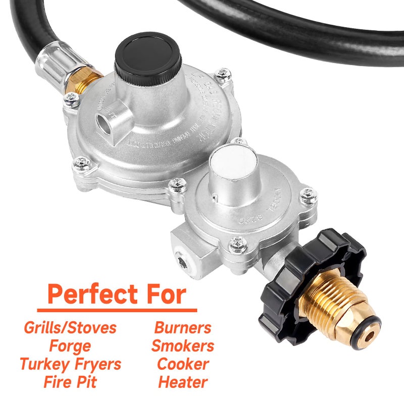 GASPRO 10 FT Two Stage Propane Regulator hose with P.O.L. and 3/8 Inch Female Flare for RV, Grill, Gas Stove, Range - Image 5